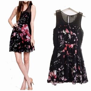 Theory Multi Color Diamia Floral Silk Sheer Cocktail Dress